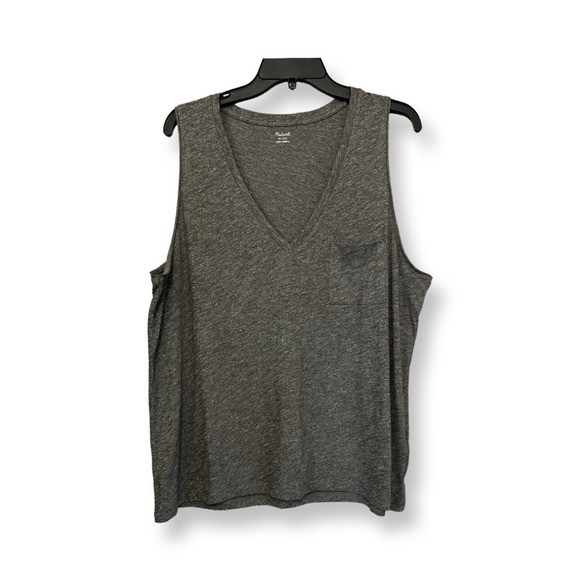 Madewell Tops - Madewell Womens Tank Top Gray Heathered Sleeveless V Neck Pocket Cotton XXL New